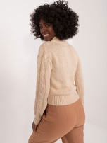 Hurtownia Beżowy krótki sweter z warkoczami MAYFLIES