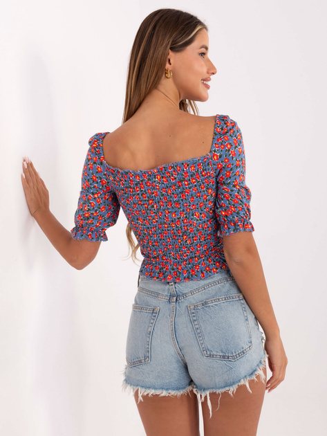 Niebieska krótka bluzka w kwiaty Kami RUE PARIS