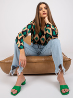 Zielono-beżowa bluzka z printami Amaya