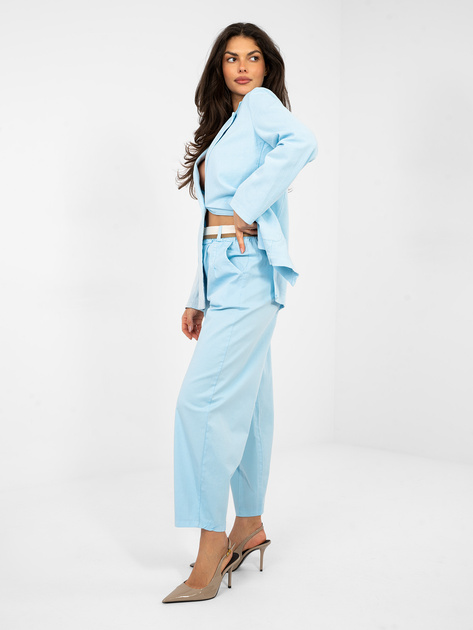 Pastelowe niebieskie bawełniane spodnie z nogawką 7/8