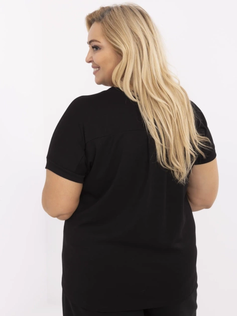 Czarna damska bluzka plus size z dekoltem V