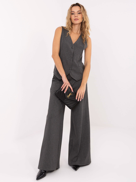 Ciemnoszara garniturowa kamizelka w paski RUE PARIS