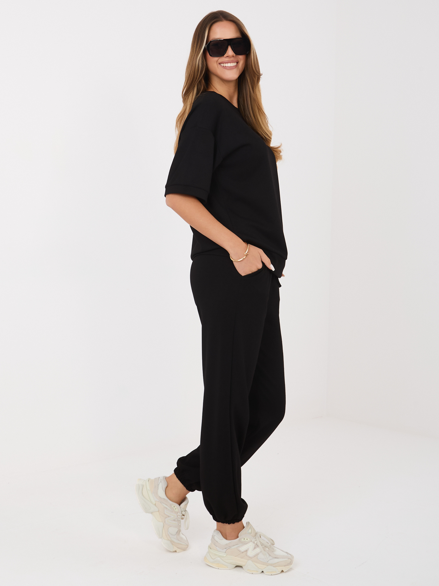 Czarny dwuczęściowy komplet z naszywką RUE PARIS 