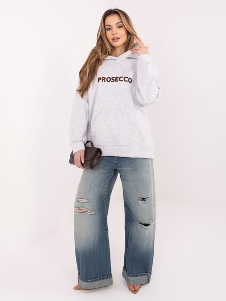 Jasnoszaro-brązowa bluza z ociepleniem RUE PARIS