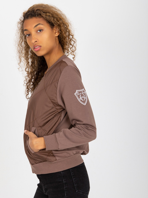 Hurt Brązowa damska bluza bomberka z pikowaniem RUE PARIS