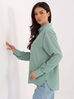 Miętowa bawełniana koszula z kołnierzykiem 