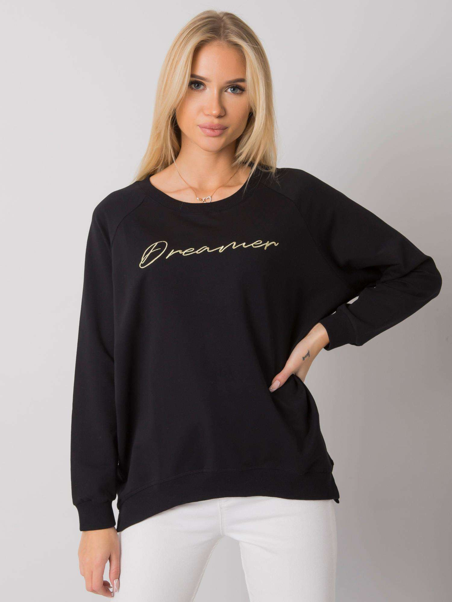 Czarna bluza damska z napisem Newcastle RUE PARIS