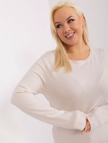Hurt Jasnobeżowy casualowy sweter plus size ze ściągaczami