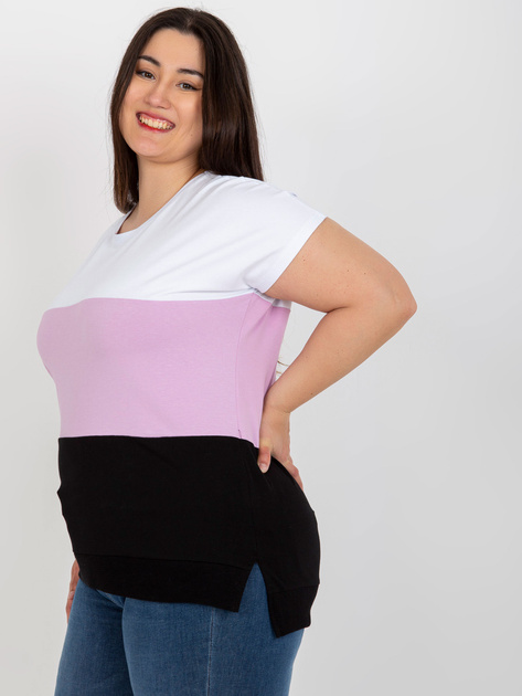 Hurt Biało-fioletowa bluzka plus size bez zapięcia