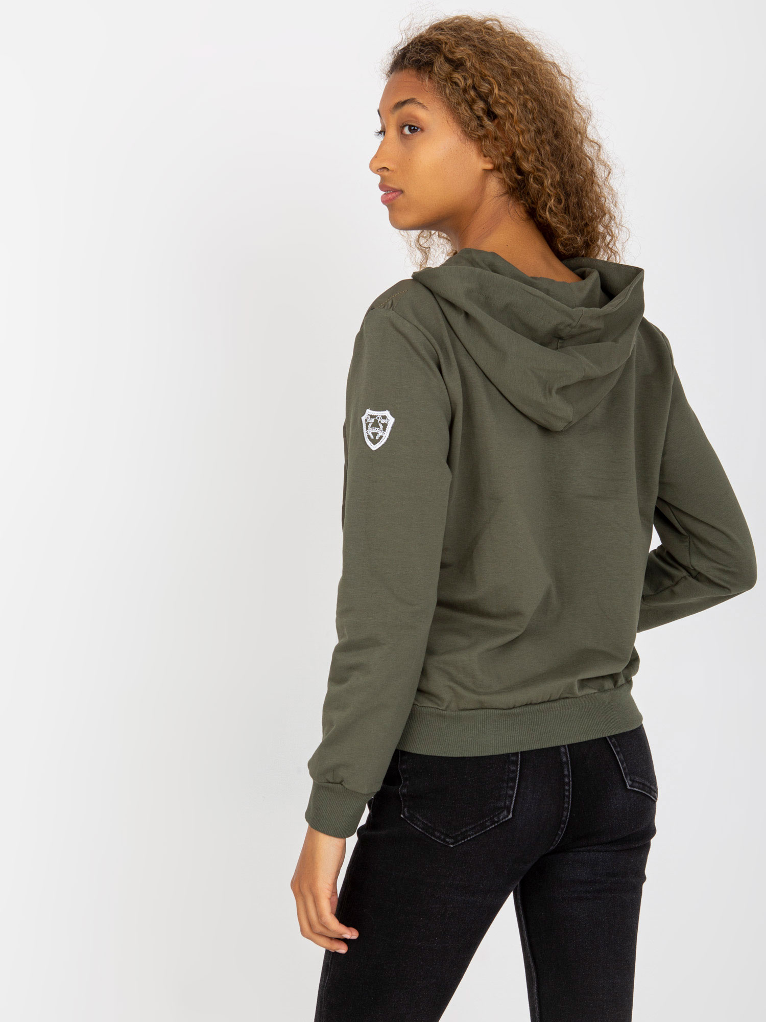 Khaki pikowana bluza bomberka z kapturem RUE PARIS