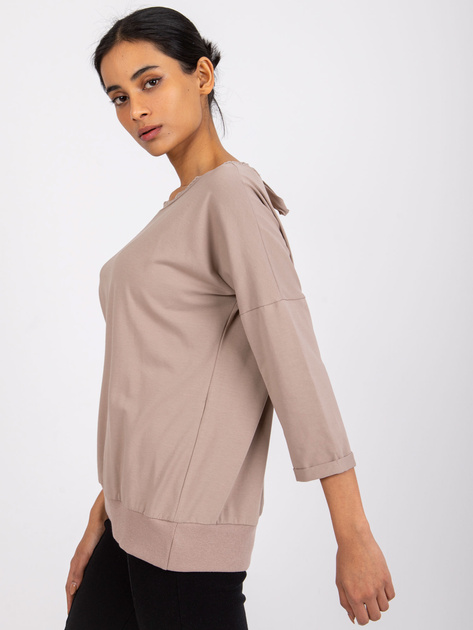 Ciemnobeżowa bluzka z wycięciem na plecach Wioleta RUE PARIS