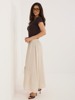 Beżowa midi spódnica z wiązaniami 