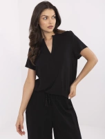 Czarna damska bluzka z wiskozy SUBLEVEL