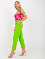 Jasnozielone spodnie z materiału z wysokim stanem RUE PARIS