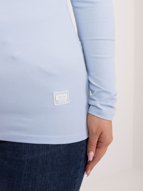 Hurt Jasnoniebieska gładka bluzka plus size z naszywką