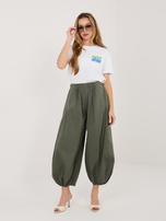 Khaki spodnie parachute bez zapięcia RUE PARIS 