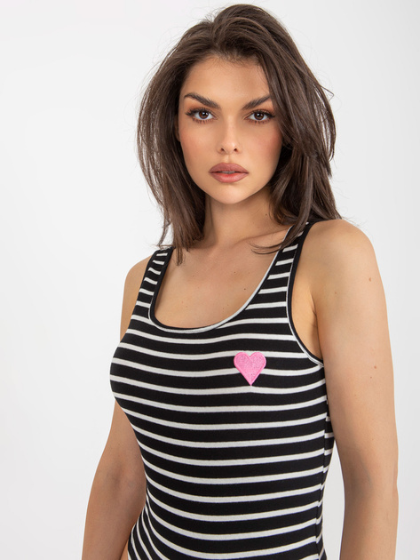 Hurtownia Czarno-białe damskie body z naszywką