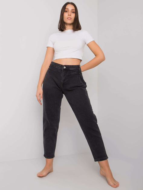 Ciemnoszare proste jeansy plus size Johana