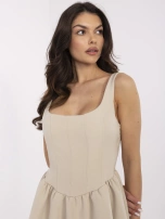 Beżowa mini sukienka koktajlowa