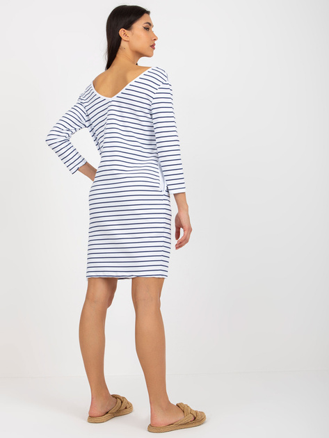 Hurt Biało-granatowa sukienka dresowa z kieszeniami OCH BELLA