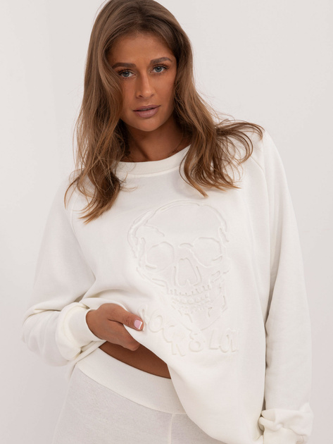 Hurt Ecru damski komplet dresowy z legginsami w prążek