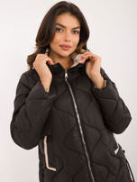 Hurt Czarna puchowa kurtka przejściowa z pikowaniem