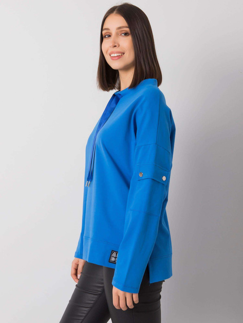 Niebieska bluzka plus size z kieszenią na rękawie Lunnara