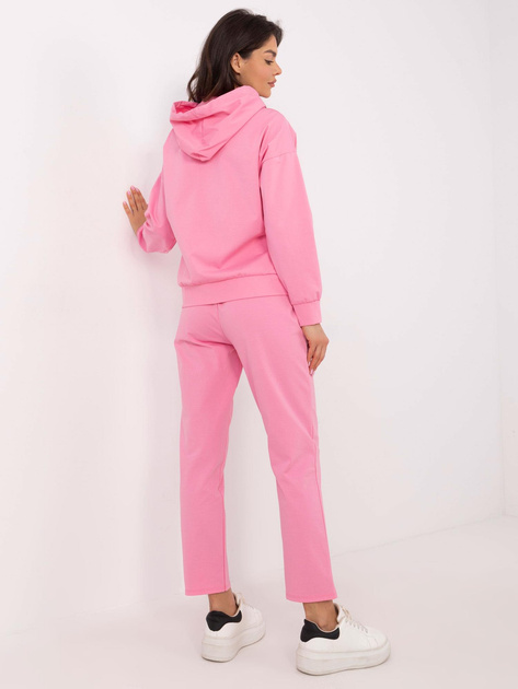 Hurt Różowy dresowy komplet damski z bluzą kangurką