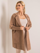 Ciemnobeżowy płaszcz alpaka Nora