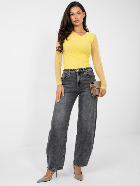 Żółte drapowane body z siateczki