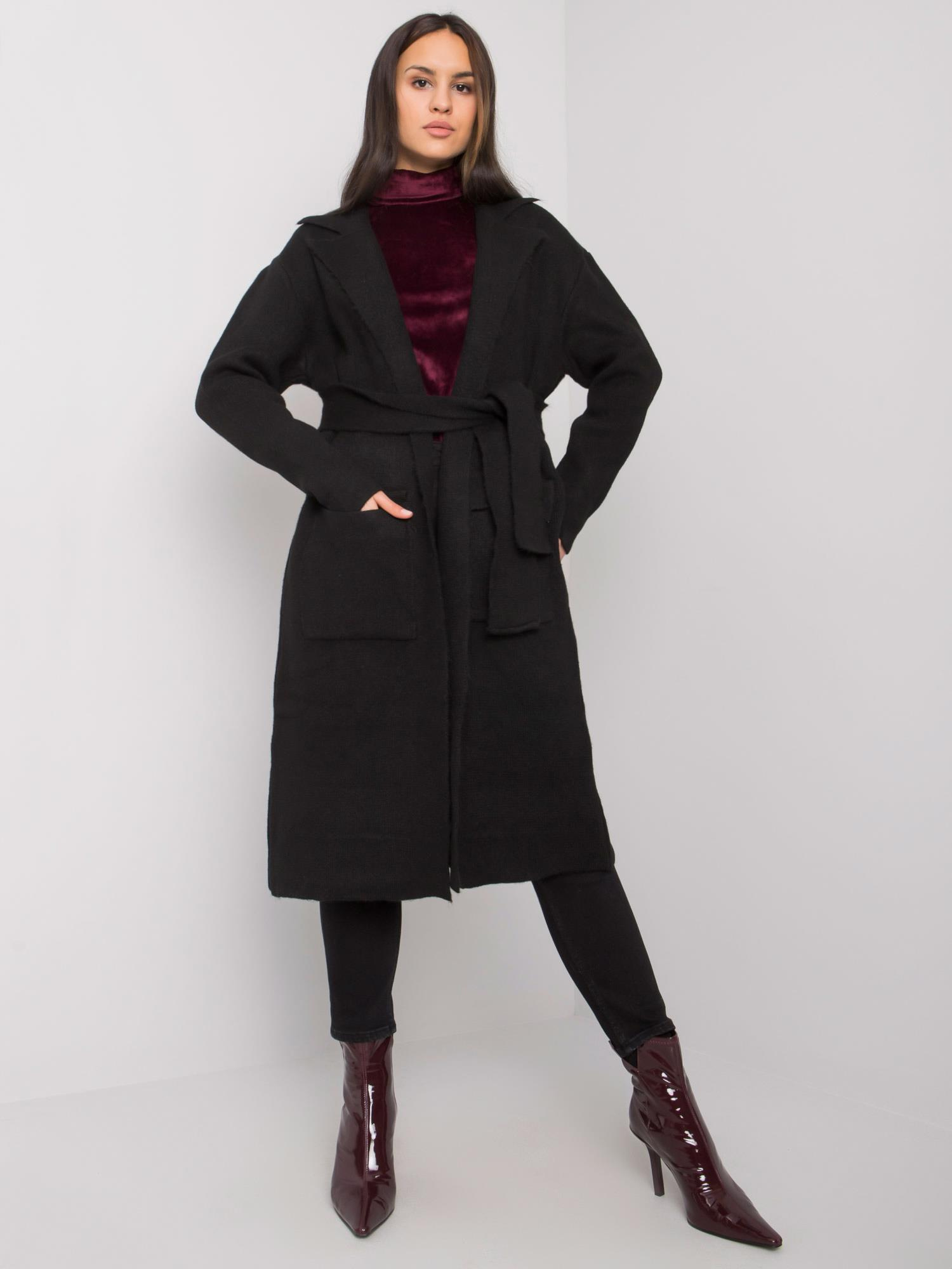 Schwarzer Cardigan mit Bindung Cordie RUE PARIS.