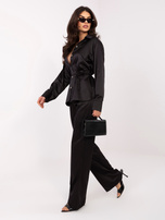 Czarny satynowy komplet z cienkim paskiem