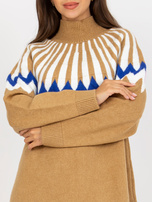 Hurt Camelowa sukienka z dzianiny we wzory RUE PARIS 