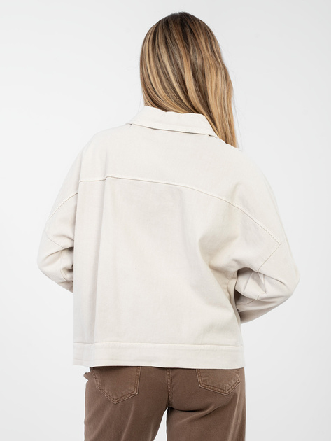 Beżowa jeansowa kurtka z kieszeniami RUE PARIS