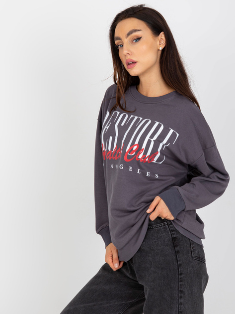 Hurtownia Ciemnoszara bawełniana bluza z nadrukiem