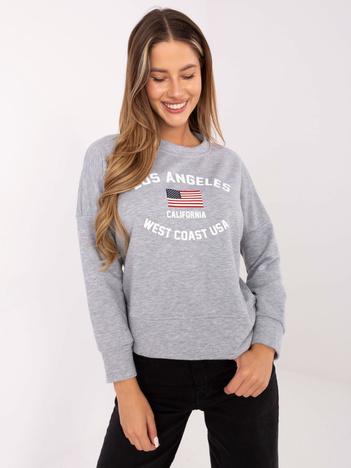 Szara melanżowa bluza z printem RUE PARIS