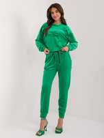 Hurtownia Zielony komplet welurowy z kokardami