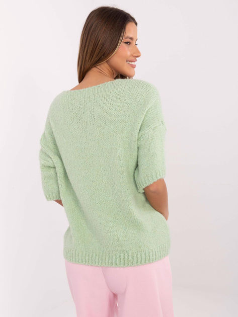 Hurt Pistacjowy sweter oversize w jednolitym kolorze