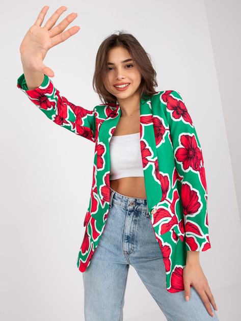 Zielono-różowa marynarka damska w kwiaty Neonila