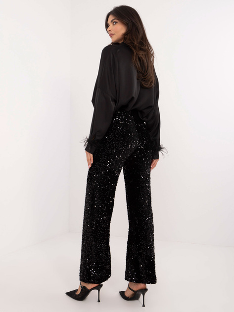 Hurtownia Czarne wieczorowe spodnie z cekinami
