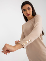 Hurt Beżowa sukienka dresowa z zatrzaskami OCH BELLA