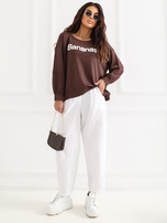 Ciemnobrązowa damska bluza z wypukłym napisem RUE PARIS