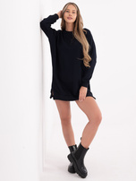 Granatowa dresowa sukienka basic ze ściągaczami