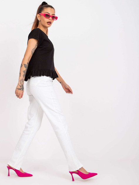 Czarny bawełniany t-shirt z falbankami Hierro MAYFLIES