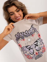 Hurtownia Beżowy t-shirt z bawełny SUBLEVEL