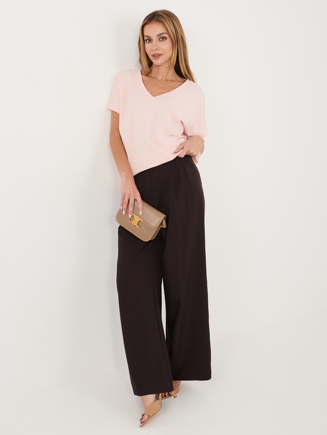 Jasnoróżowa bluzka z dekoltem na plecach RUE PARIS