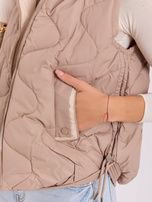 Hurtownia online Beżowa kamizelka puchowa z kieszeniami