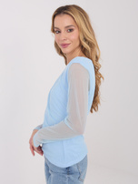 Jasnoniebieska elegancka bluzka z siateczki