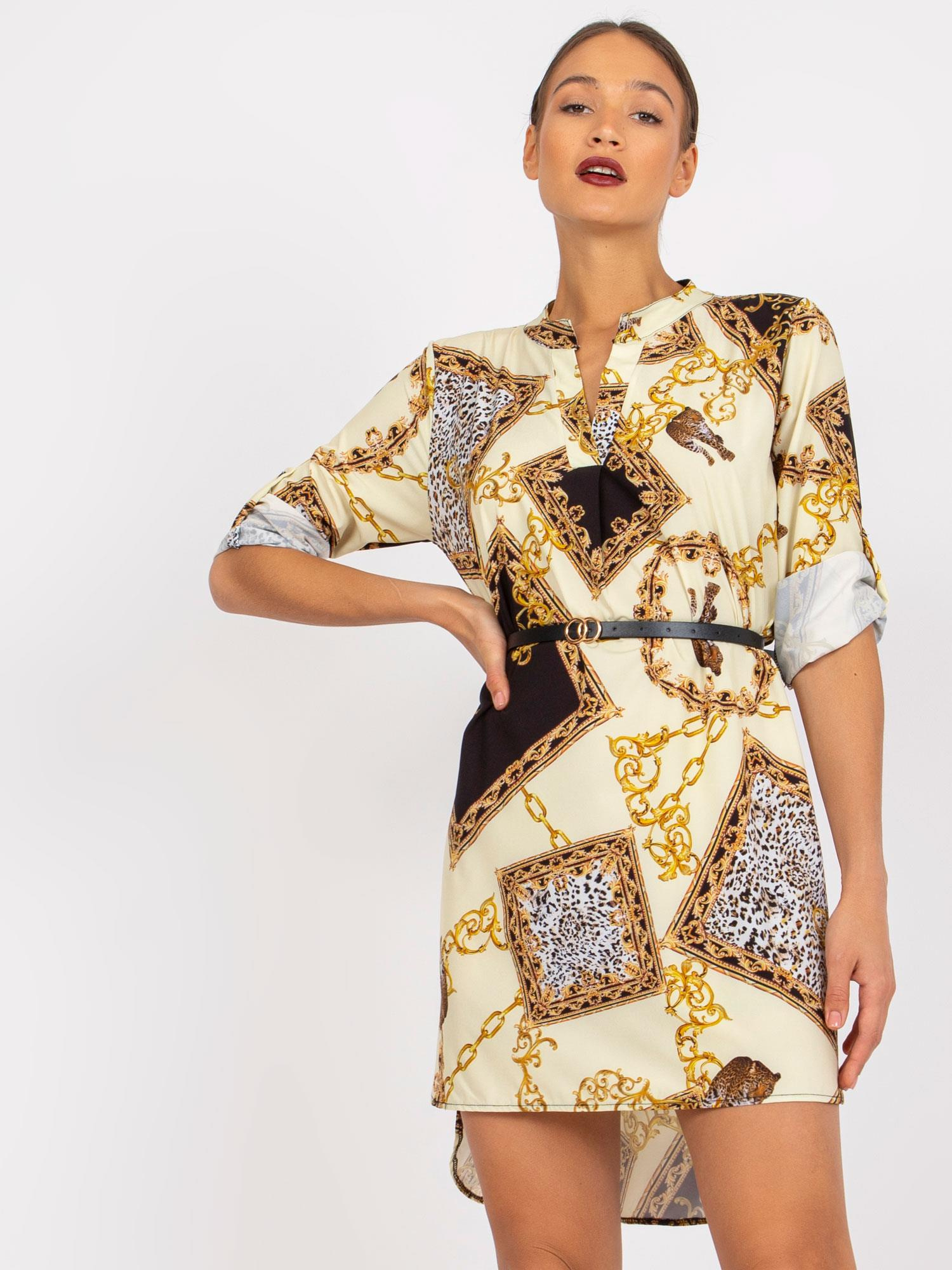Gelbes Mini-Kleid mit Print Dolores.