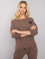 Brązowy komplet bawełniany z aplikacją Jane RUE PARIS